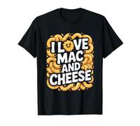 Me Encanta la Sonrisa de Fideos macarrones y Queso Camiseta gráfica económica, Hombre, Negro, XL