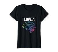 Me Encanta la tecnología de circuitos cerebrales con IA Camiseta gráfica económica, Mujer, Negro, L