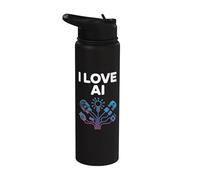 Me encanta la tecnología futurista de circuitos neuronales de IA Stainless Steel Insulated Water Bottle