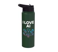 Me encanta la tecnología futurista de circuitos neuronales de IA Stainless Steel Insulated Water Bottle