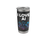 Me encanta la tecnología futurista de circuitos neuronales de IA Vaso térmico de acero inoxidable de doble pared