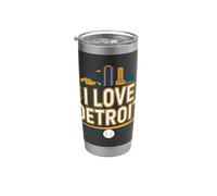 Me encanta la vista del horizonte del béisbol de Detroit City Vaso térmico de acero inoxidable de doble pared