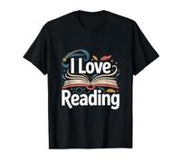 Me Encanta Leer Libro Abierto Biblioteca mágica del ratón de Biblioteca Camiseta gráfica económica, Hombre, Negro, L
