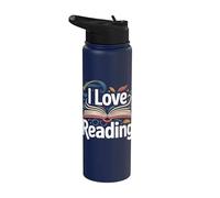 Me encanta leer Libro abierto Biblioteca mágica del ratón de biblioteca Stainless Steel Insulated Water Bottle