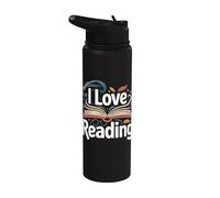 Me encanta leer Libro abierto Biblioteca mágica del ratón de biblioteca Stainless Steel Insulated Water Bottle