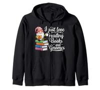 Me encanta leer libros y gnomos Sudadera con Capucha