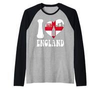 Me Encanta Londres, Inglaterra, Bandera en Forma de corazón, Orgulloso inglés, papá, mamá, tía Camiseta Manga Raglan