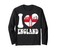 Me Encanta Londres, Inglaterra, Bandera en Forma de corazón, Orgulloso inglés, papá, mamá, tía Manga Larga
