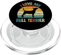 Me Encanta mi Bull Terrier, Retro, Silueta de Puesta de Sol, Amante de los matones PopSockets PopGrip para MagSafe