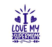 Me encanta mi día de la madre supermamá Calcomanías de pared 57.6x79cm Personalización personalizada Azul oscuro