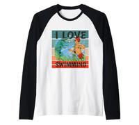Me Encanta Nadar, ¿Qué Tan rápido Puedes Nadar Cocodrilo Camiseta Manga Raglan