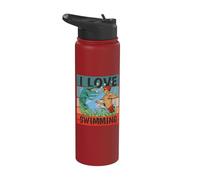 Me encanta nadar, ¿Qué tan rápido puedes nadar Cocodrilo Stainless Steel Insulated Water Bottle