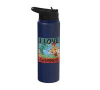 Me encanta nadar, ¿Qué tan rápido puedes nadar Cocodrilo Stainless Steel Insulated Water Bottle