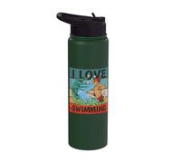 Me encanta nadar, ¿Qué tan rápido puedes nadar Cocodrilo Stainless Steel Insulated Water Bottle