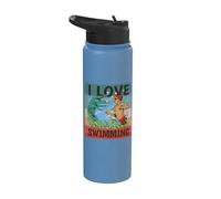 Me encanta nadar, ¿Qué tan rápido puedes nadar Cocodrilo Stainless Steel Insulated Water Bottle