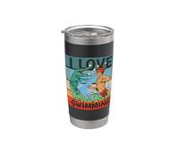 Me encanta nadar, ¿Qué tan rápido puedes nadar Cocodrilo Vaso térmico de acero inoxidable de doble pared