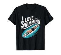 Me Encanta Nadar Sumérgete en la pasión Camiseta gráfica económica, Hombre, Negro, XL