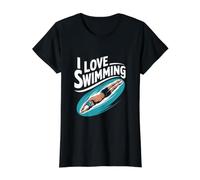 Me Encanta Nadar Sumérgete en la pasión Camiseta gráfica económica, Mujer, Negro, S