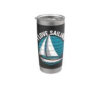 Me encanta navegar, el arte de los barcos náuticos Vaso térmico de acero inoxidable de doble pared
