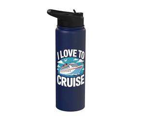 Me encanta navegar por el océano Viajar Diversión Stainless Steel Insulated Water Bottle
