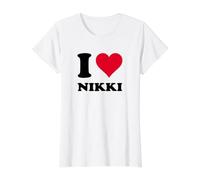 Me Encanta Nikki Camiseta gráfica económica, Mujer, Blanco, XS
