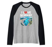 Me Encanta Noruega Paisaje de Fiordos Escénicos Viajes Camiseta Manga Raglan