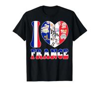 Me Encanta París, Bandera de Francia, corazón, Feliz Semana de la Lengua Francesa Camiseta gráfica económica, Hombre, Negro, S