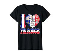 Me Encanta París, Bandera de Francia, corazón, Feliz Semana de la Lengua Francesa Camiseta gráfica económica, Mujer, Negro, M