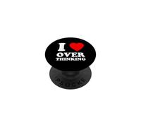 Me Encanta Pensar Demasiado en el corazón Divertido PopSockets PopGrip Adhesivo