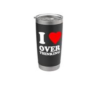 Me encanta pensar demasiado en el corazón divertido Vaso térmico de acero inoxidable de doble pared