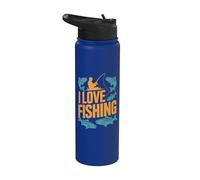 Me encanta pescar, estilo retro, captura Stainless Steel Insulated Water Bottle