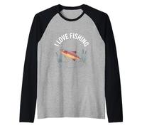 Me encanta pescar y atrapar al grande Camiseta Manga Raglan