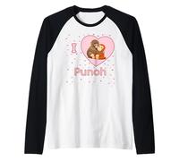 Me Encanta Punch The Baby Monkey Hearts Camiseta Manga Raglan
