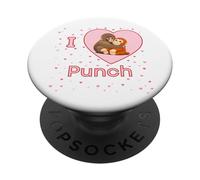 Me Encanta Punch The Baby Monkey Hearts PopSockets PopGrip Adhesivo