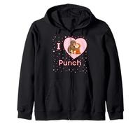 Me Encanta Punch The Baby Monkey Hearts Sudadera con Capucha