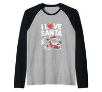 Me Encanta Santa Jolly St. Nick Christmas Joy Camiseta Manga Raglan