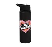 Me encanta Saturday Heart Stars Sparkles Stainless Steel Insulated Water Bottle