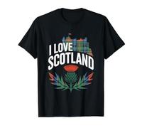 Me Encanta Scotland Thistle Tartan Castle Camiseta gráfica económica, Hombre, Negro, S