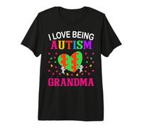 Me Encanta ser un Autista, Abuela, arcoíris, Rompecabezas, Amor, Chico y niña Camiseta Premium