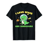 Me Encanta Space and Dinosaurs, Lindo Dinosaurio de Dibujos Animados para niños Camiseta