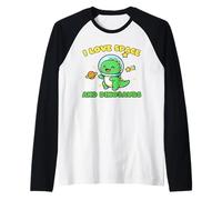 Me Encanta Space and Dinosaurs, Lindo Dinosaurio de Dibujos Animados para niños Camiseta Manga Raglan