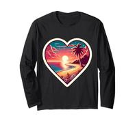 Me encanta Summer Heart Vacation Tropical Beach Sunset Souvenir Manga Larga