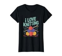 Me Encanta Tejer Agujas de Hilo Entusiasta Camiseta gráfica económica, Mujer, Negro, XL