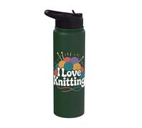 Me encanta tejer bolas de hilo, agujas y diversión Stainless Steel Insulated Water Bottle