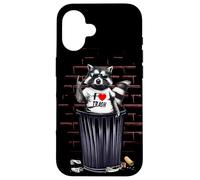 Me Encanta Trash Funny Raccoon Trash Panda Carcasa para iPhone 16