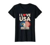 Me Encanta USA Eagle Patriotic American Pride Camiseta gráfica económica, Mujer, Negro, L