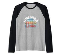 Me Encanta Viajar por el icónico Paisaje Urbano de Londres Camiseta Manga Raglan