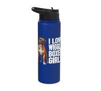 Me encanta Wiggly Boxer Girls, divertido dicho de perro bóxer para mascotas Stainless Steel Insulated Water Bottle
