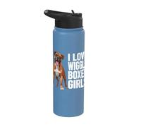 Me encanta Wiggly Boxer Girls, divertido dicho de perro bóxer para mascotas Stainless Steel Insulated Water Bottle