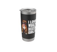 Me encanta Wiggly Boxer Girls, divertido dicho de perro bóxer para mascotas Vaso térmico de acero inoxidable de doble pared